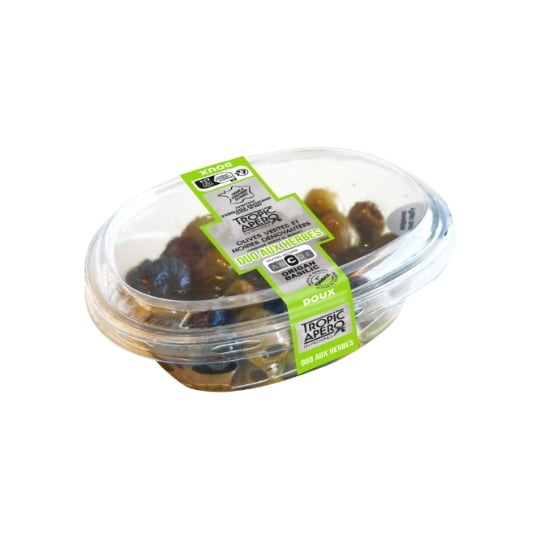 Olives Vertes et Noires Dénoyautées aux Herbes TROPIC APERO