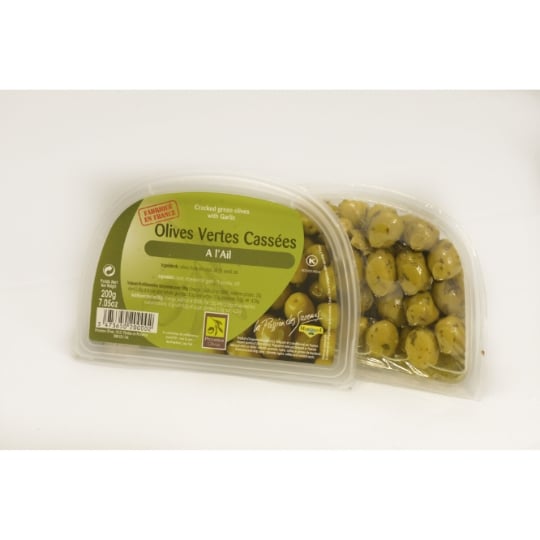 Olives vertes cassées à l'ail PROVENCE OLIVES