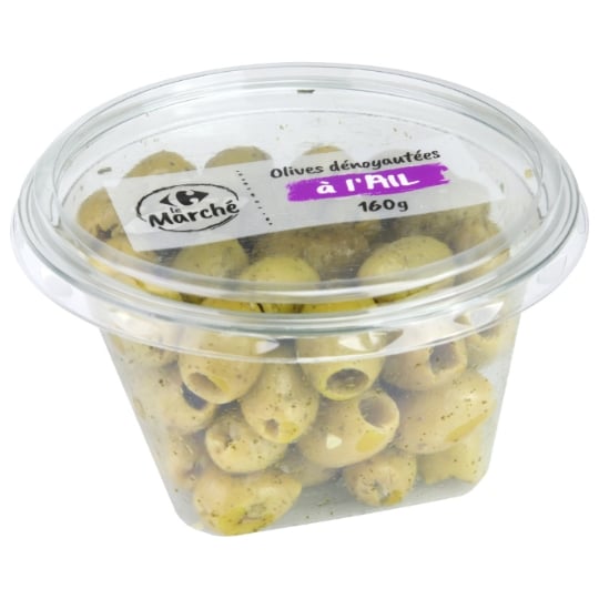 Olives Vertes Dénoyautées à l'Ail CARREFOUR LE MARCHE