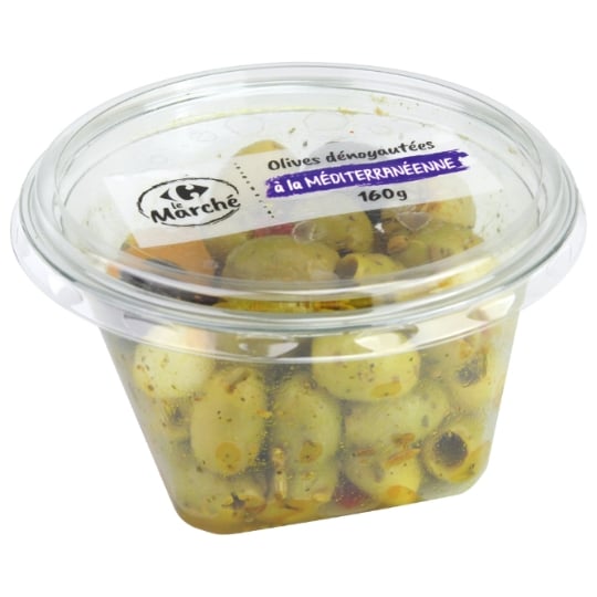 Olives Vertes Dénoyautées à la Méditerranéenne CARREFOUR LE MARCHE