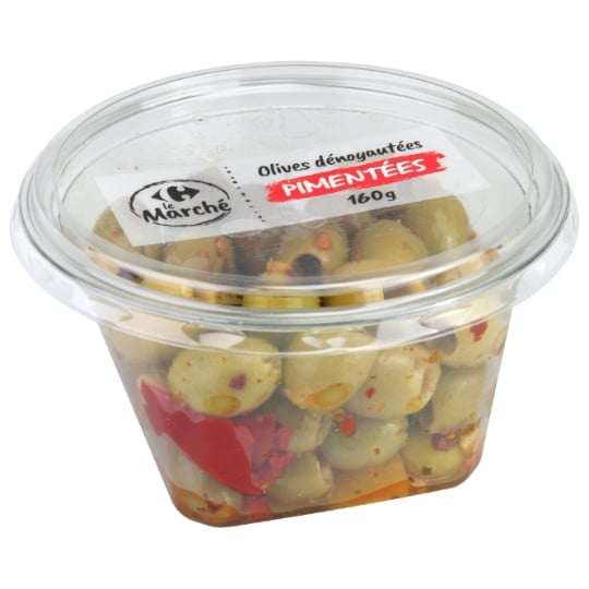 Olives Vertes Dénoyautées Pimentées CARREFOUR LE MARCHE