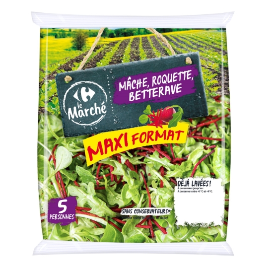 Salade trio mâche roquette betterave CARREFOUR LE MARCHE