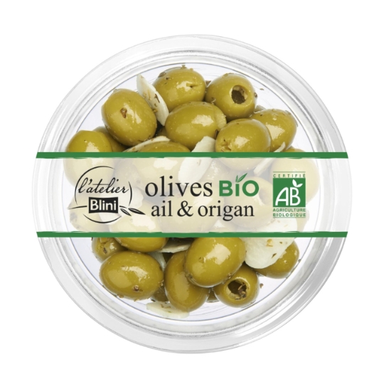 Olives Vertes Ail et Origan Bio ATELIER BLINI