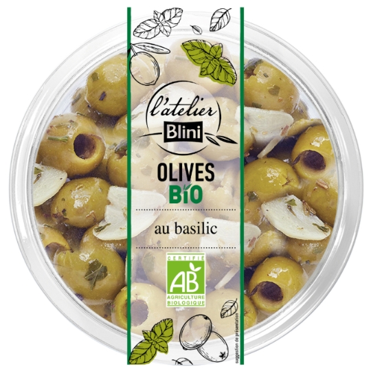 Olives Vertes au Basilic Bio ATELIER BLINI