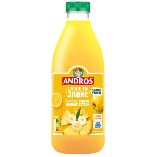 Boisson aux Fruits La Vie En Jaune Ananas Pomme Banane et Citron ANDROS