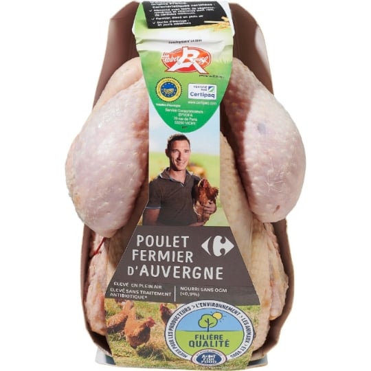 Poulet Entier Blanc d'Auvergne Label Rouge FILIERE QUALITE CARREFOUR
