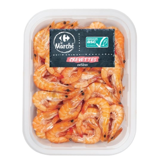 Crevettes Entière Cuites ASC CARREFOUR LE MARCHE