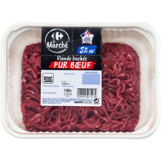 Viande Hachée Pur Bœuf 5% MG CARREFOUR LE MARCHE