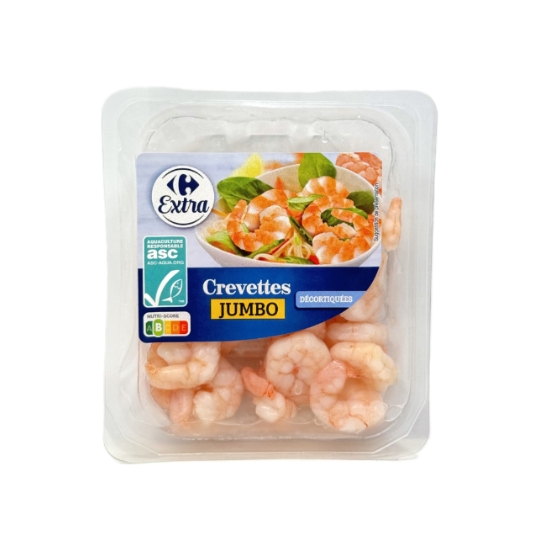 Crevettes Jumbo Décortiquées ASC CARREFOUR EXTRA
