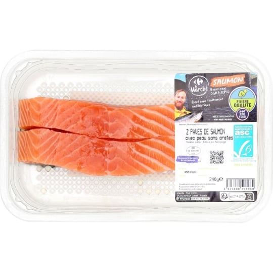 Pavés de Saumon Avec Peau Sans Arêtes ASC FILIERE QUALITE CARREFOUR