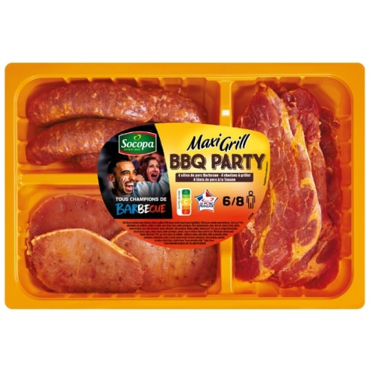 Assortiment de Viande : Plateau Grill BBQ Party Côtes de Porc - Chorizos à Griller - Filets de Porc SOCOPA