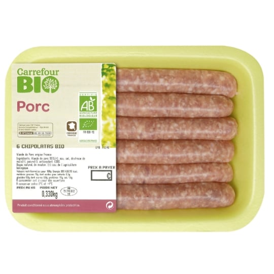 Chipolatas de Porc CARREFOUR BIO