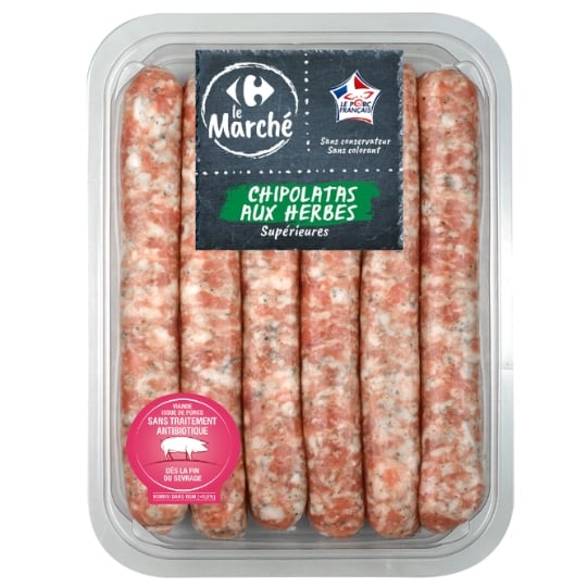 Chipolatas Supérieures aux Herbes CARREFOUR LE MARCHE