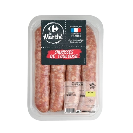 Saucisses de Toulouse de Toulouse CARREFOUR LE MARCHE