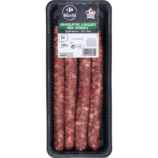 Chipolatas Longues aux Herbes CARREFOUR LE MARCHE