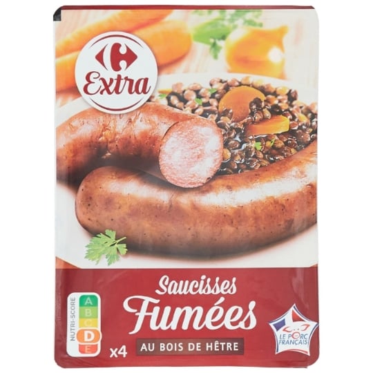 Saucisses fumées CARREFOUR EXTRA