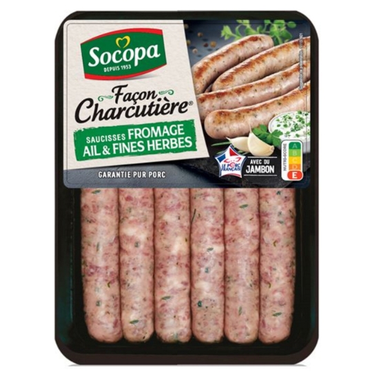 Saucisses Fromage Ail et Fines Herbes Façon Charcutière SOCOPA