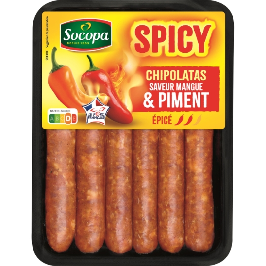 Chipolatas Spicy Saveur Mangue & Piment SOCOPA