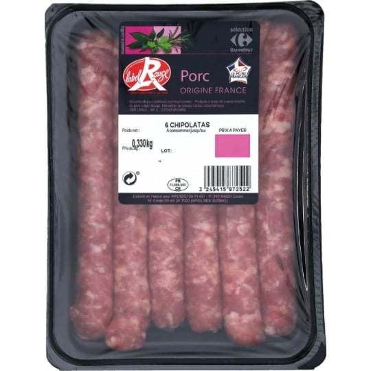 Chipolatas Label Rouge CARREFOUR SELECTION