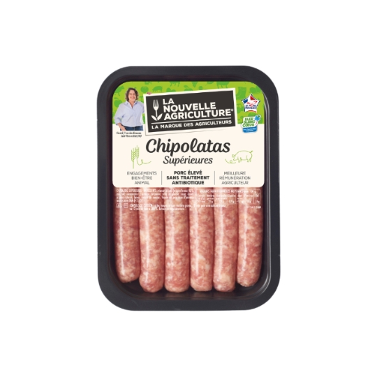 Chipolatas Supérieures de Porc Elevé sans Traitement Antibiotique LA NOUVELLE AGRICULTURE