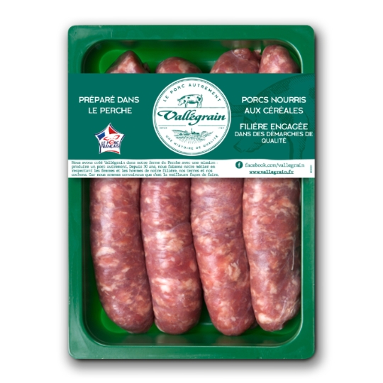 Saucisses à cuire Nature Préparé dans le Perche VALLEGRAIN