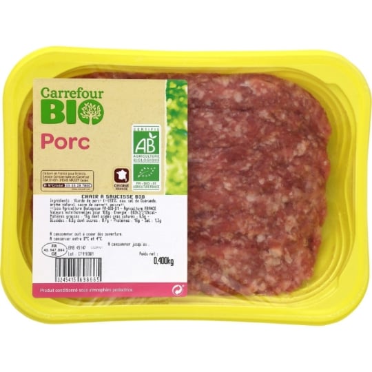 Farce : Chair à Saucisse de Porc Bio CARREFOUR BIO