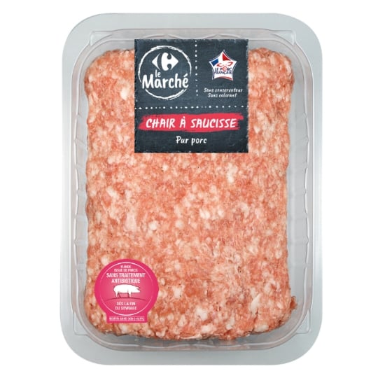Farce : Chair à Saucisse Pur Porc CARREFOUR LE MARCHE