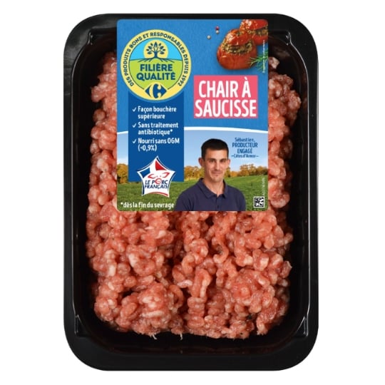 Farce : Chair à Saucisse de Porc Façon Bouchère FILIERE QUALITE CARREFOUR