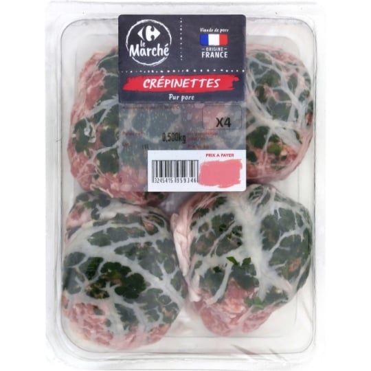 Crépinettes Pur Porc CARREFOUR LE MARCHE