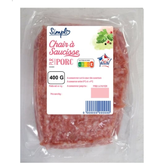 Farce : Chair à Saucisse Pur Porc Petit Prix SIMPL
