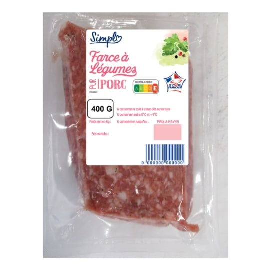 Farce à Légumes, Pur Porc Petit Prix SIMPL