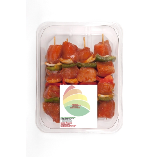 Brochettes de Filet de Poulet Mariné Avec Poivrons et Oignons