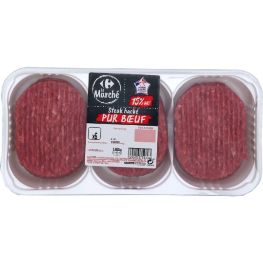 Steaks Hachés Pur Bœuf 15% MG CARREFOUR LE MARCHE