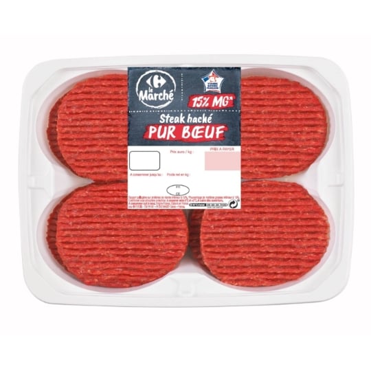 Steaks Hachés Pur Bœuf 15% MG CARREFOUR LE MARCHE