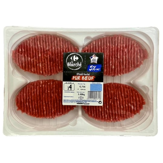 Steaks Hachés Pur Bœuf 5% MG CARREFOUR LE MARCHE
