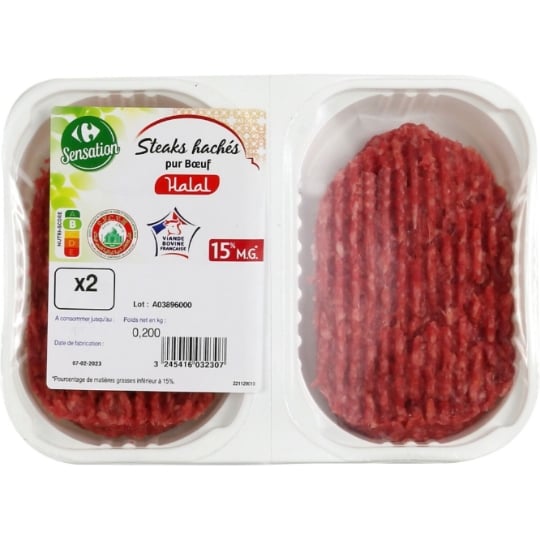 Steaks Hachés Pur Bœuf 15% MG Halal CARREFOUR SENSATION