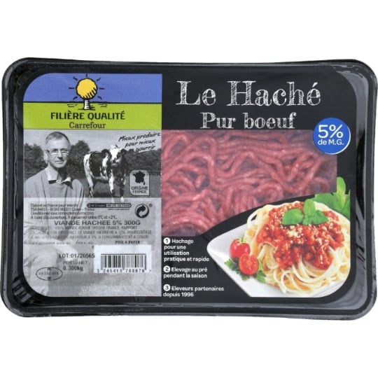 Viande Hachée Pur Bœuf 5% MG FILIERE QUALITE CARREFOUR