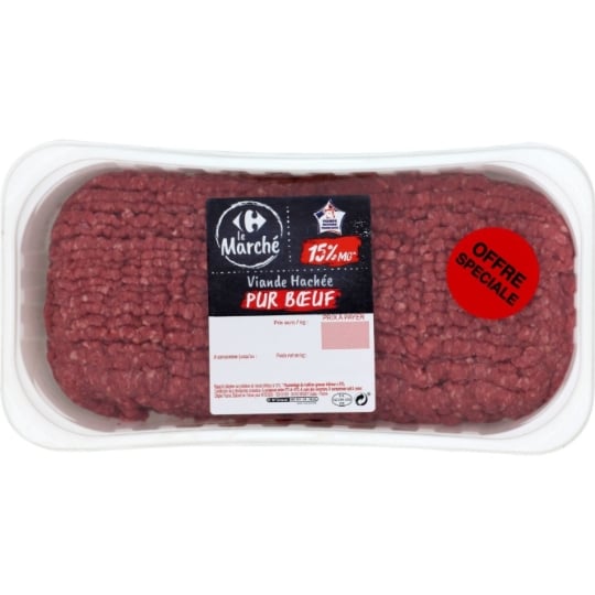 Viande Hachée Pur Bœuf 15% MG CARREFOUR LE MARCHE