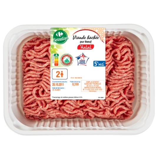 Viande Hachée 5% MG Halal CARREFOUR SENSATION