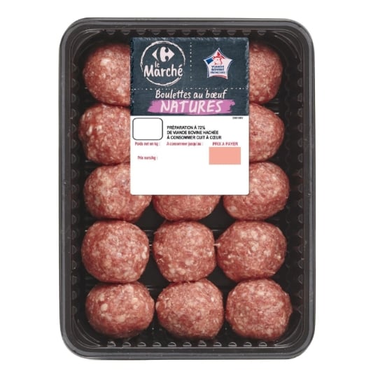 Boulettes de Bœuf Natures CARREFOUR LE MARCHE