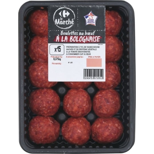 Boulettes au Bœuf à La Bolognaise CARREFOUR LE MARCHE