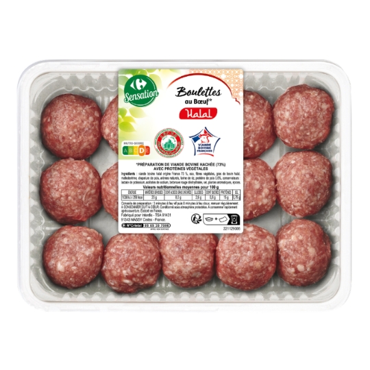 Boulettes de Bœuf Nature Halal CARREFOUR SENSATION