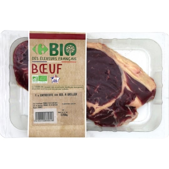 Viande Bovine : Entrecôte*** à Griller CARREFOUR BIO