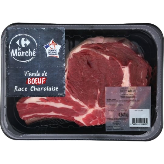 Viande Bovine : Côte *** Avec Os à Griller à Rôtir CARREFOUR LE MARCHE