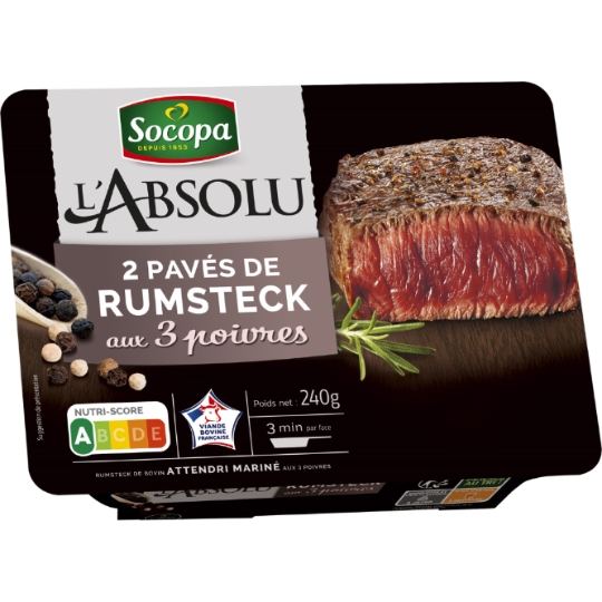 Viande Bovine : Pavés de Rumsteak 3 Poivres SOCOPA