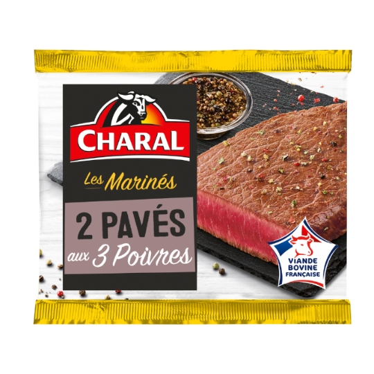 Viande Bovine : Pavés de Bœuf Marinés 3 Poivres CHARAL