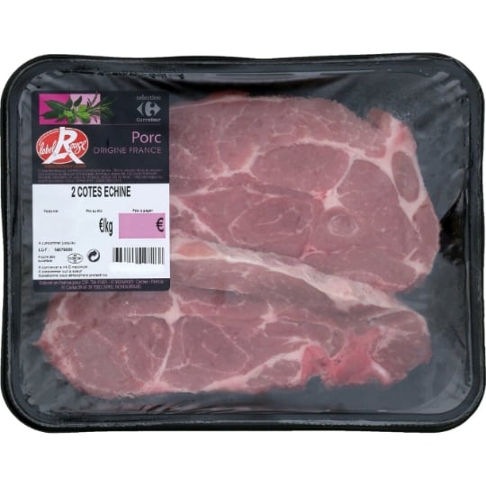 Côtes de Porc Échine Label Rouge à Griller CARREFOUR SELECTION