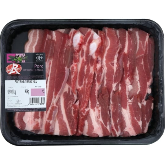 Poitrine de Porc Tranchée Label Rouge CARREFOUR SELECTION