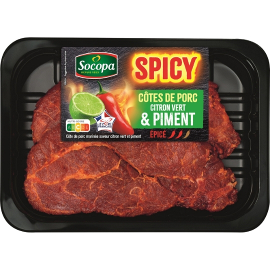 Côtes de porc Spicy Saveur Piment & Citron Vert SOCOPA