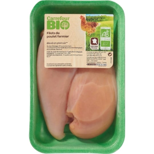 Filets de Poulet Jaune Fermier Bio CARREFOUR BIO